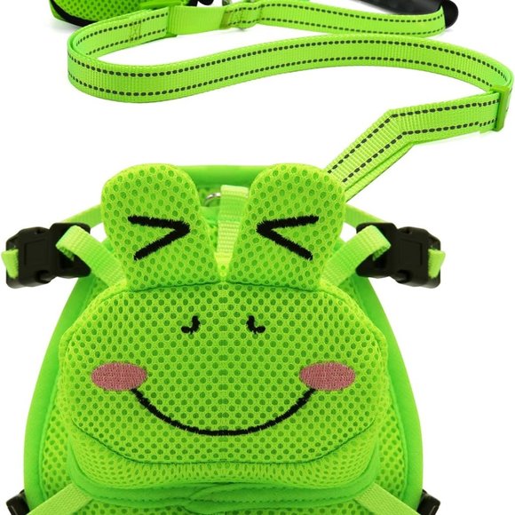 Cute Dog Harness with Cartoon Frog Backpack. Leash and Poop Bag Dispenser Set - Picture 5 of 5